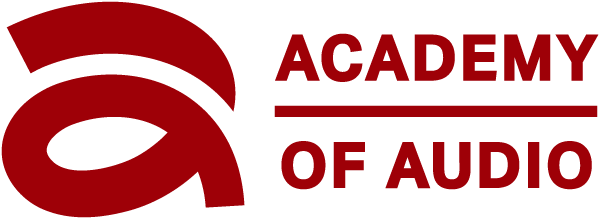 Academy of Audio® Logo - Horizontal, Bright Red, Retina